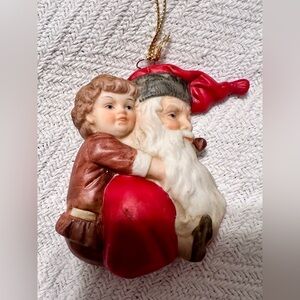 Homco Vintage 1988 Santa and Child Ornament